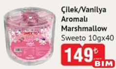 SWEETO ÇİLEK/VANİLYA AROMALI MARSHMALLOW 10 GX40 fiyat ve kampanya bilgisi